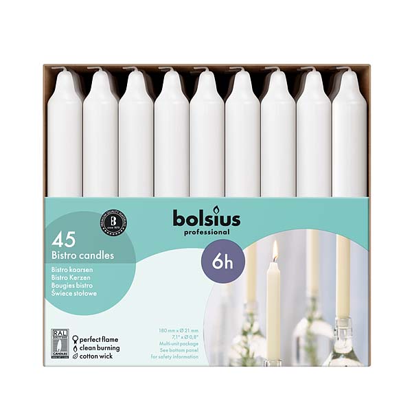 Bolsius Cylindrical Table Candle White (45 Box)