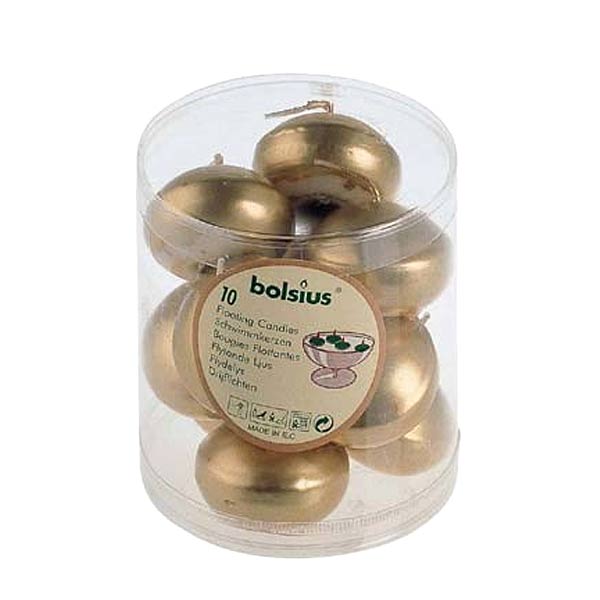 Euro Floating Candle 5hr (10 Pack) Gold 30 x 46mm